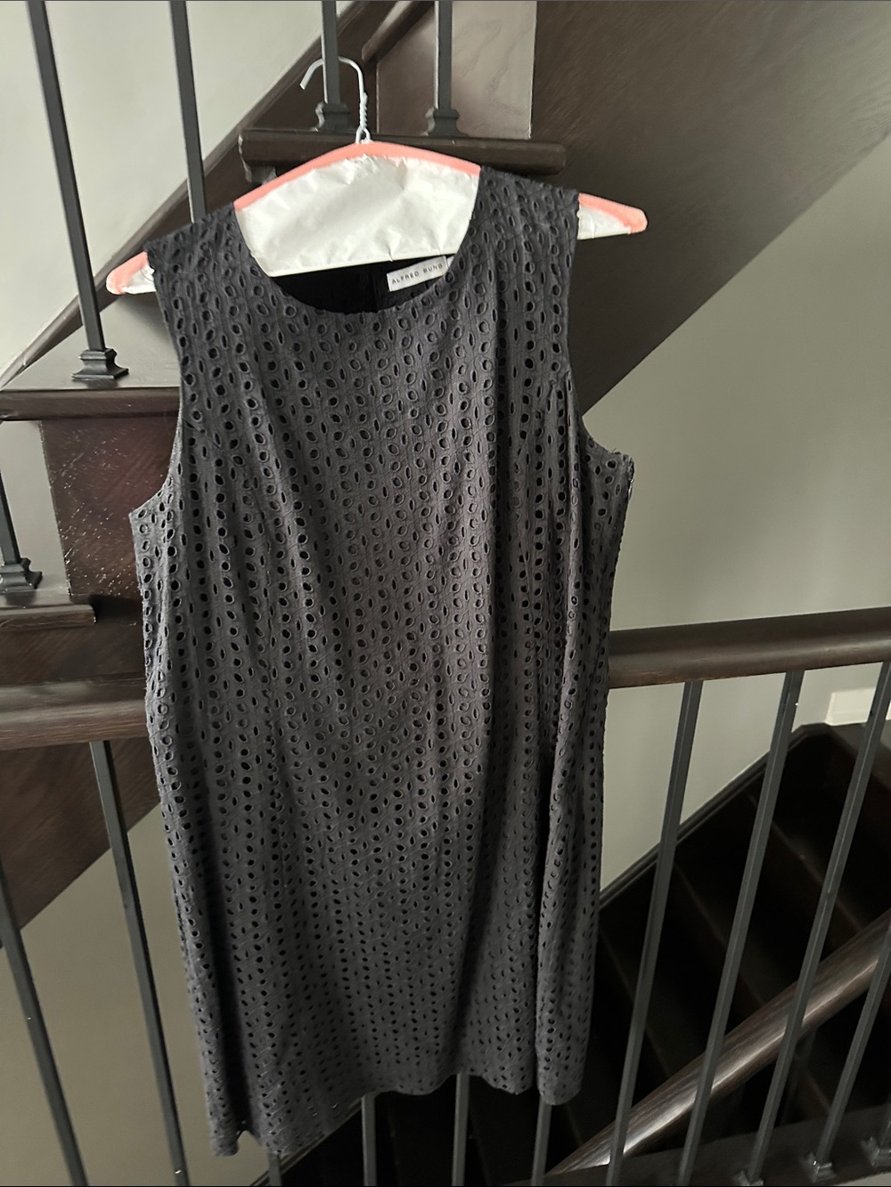 Alfred Sung Sleeveless Black Eyelet Shift Dress